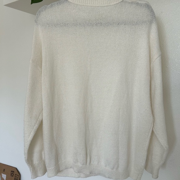 Emery Rose Classic Cream Crew Neck Sweater - Picture 6 of 6